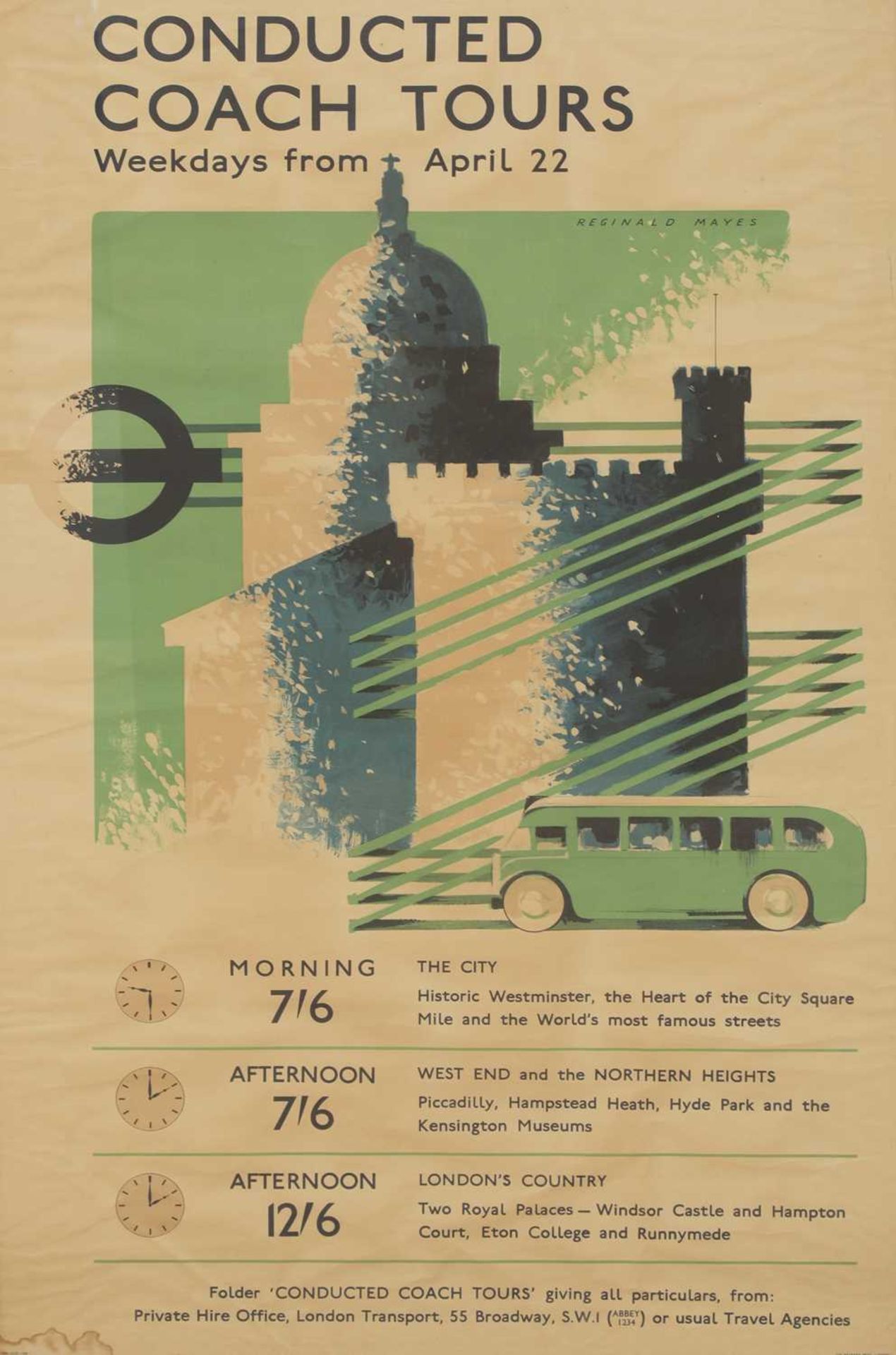 A London Transport poster: 'Conducted Coach Tours',