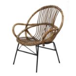 A rattan armchair,