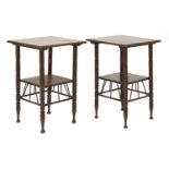 Two walnut bedside tables,