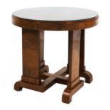 An Art Deco walnut and rosewood centre table,