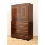 An Art Deco walnut two-tone veneered 'Token Works' cabinet on chest,