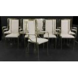 A set of ten brass armchairs,