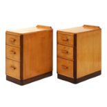 A pair of Art Deco maple bedside chests,