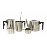 A Stelton 'Cylinda-line' stainless steel tea set,