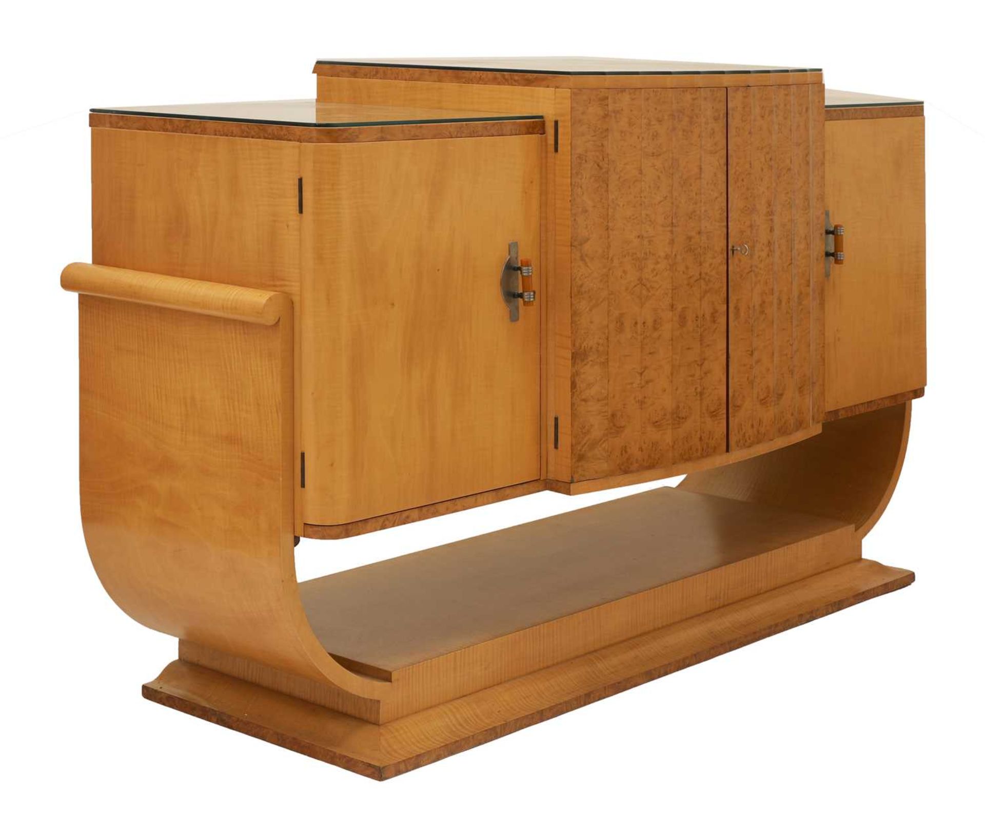 An Art Deco burr maple sideboard, - Image 2 of 4