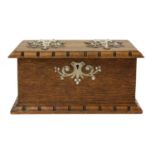 An Arts and Crafts oak and pewter-mounted casket,