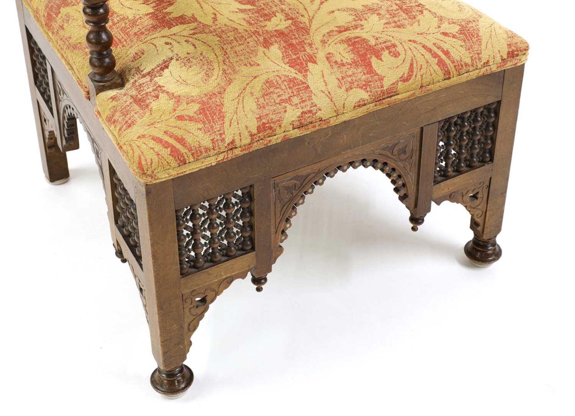 An Aesthetic Movement Moorish mahogany armchair, - Image 7 of 7