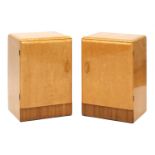 A pair of Art Deco bird's-eye maple bedside cupboards,