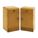 A pair of Art Deco bird's-eye maple bedside tables,