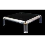 A Lucite coffee table,