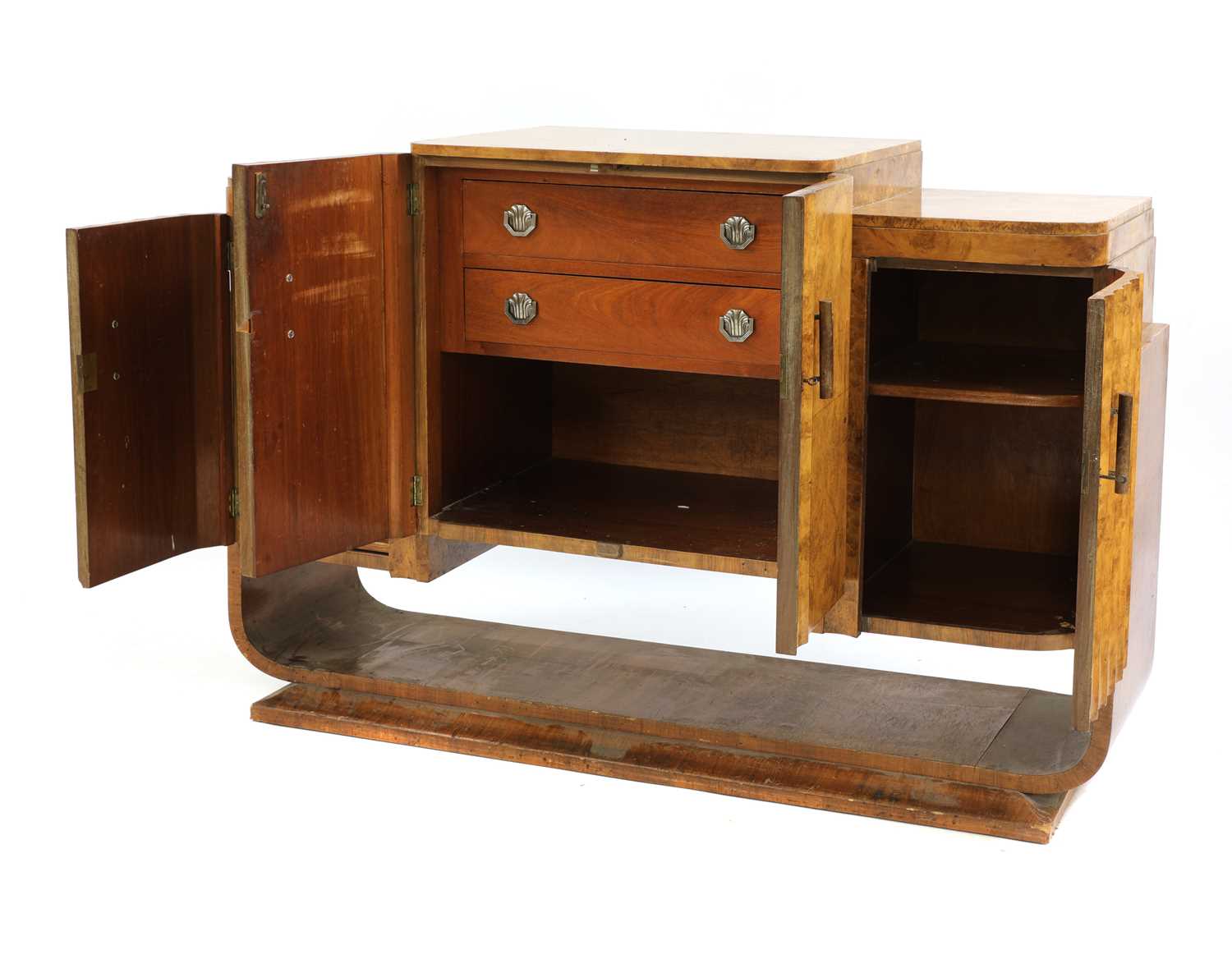 An Art Deco burr walnut dining suite, - Image 8 of 9