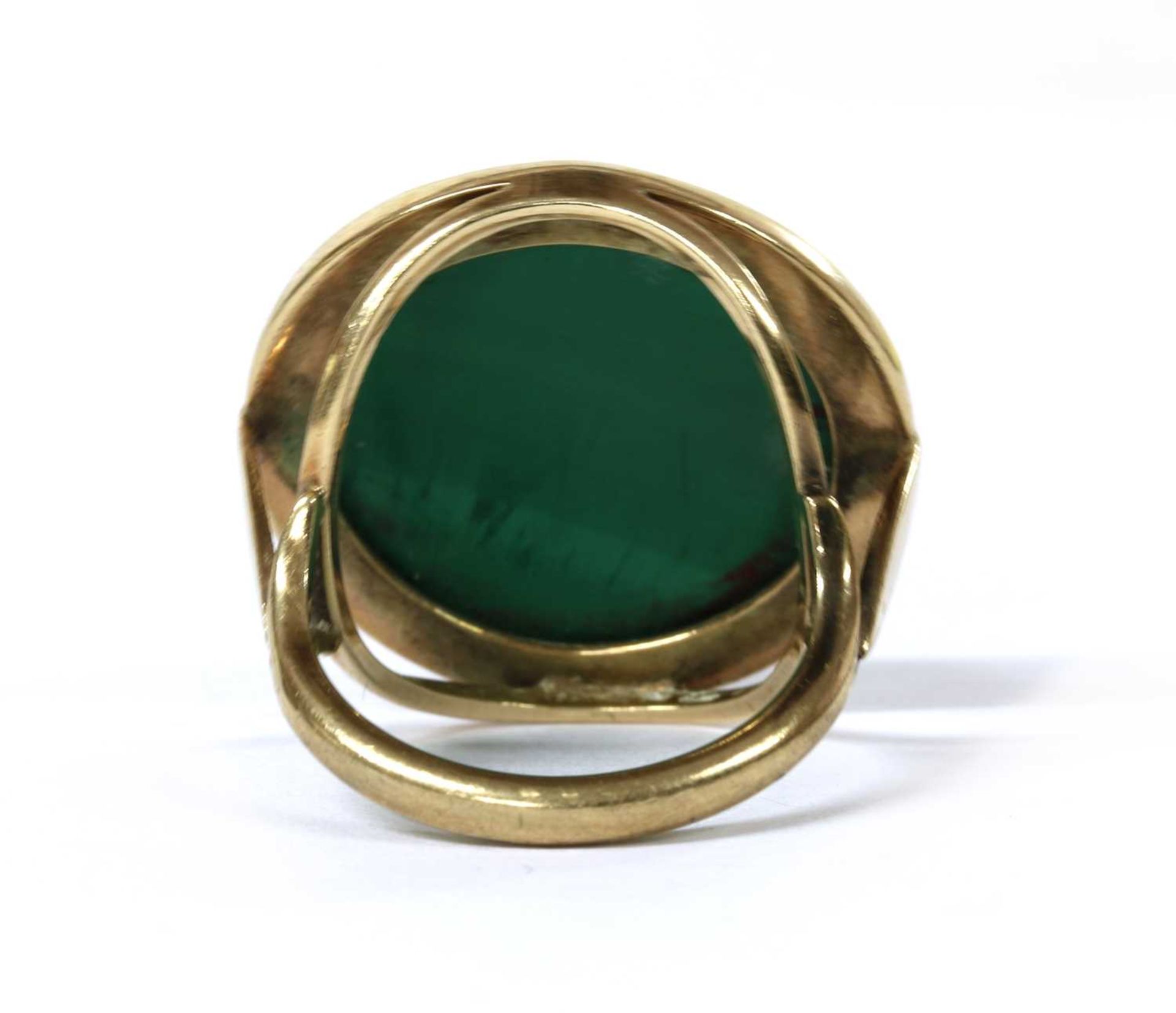 A gold malachite cameo ring, - Image 3 of 3