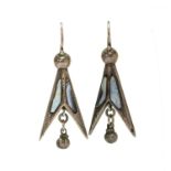 A pair of silver Scottish hardstone earrings,