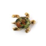 A gold tortoise brooch,