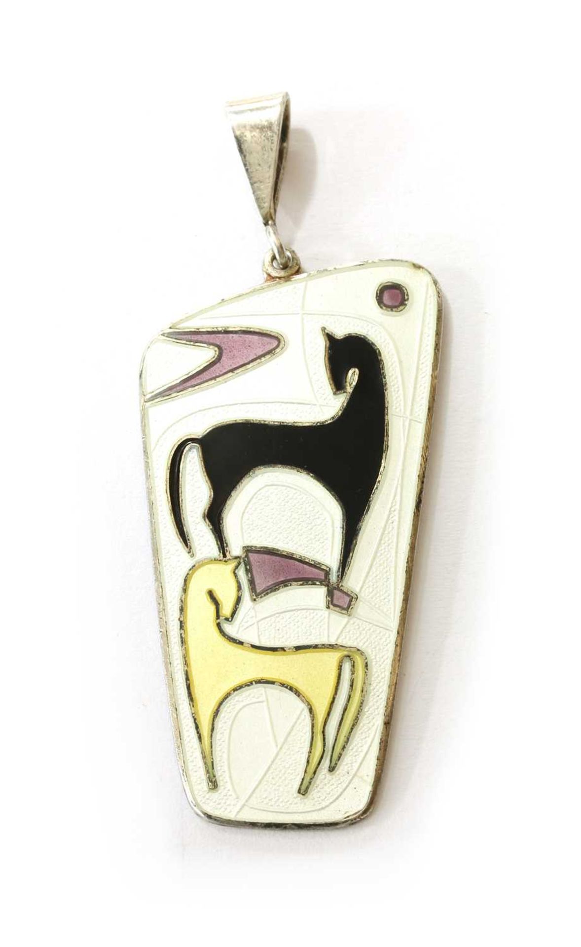 A Norwegian silver enamel pendant, by Aksel Holmsen,