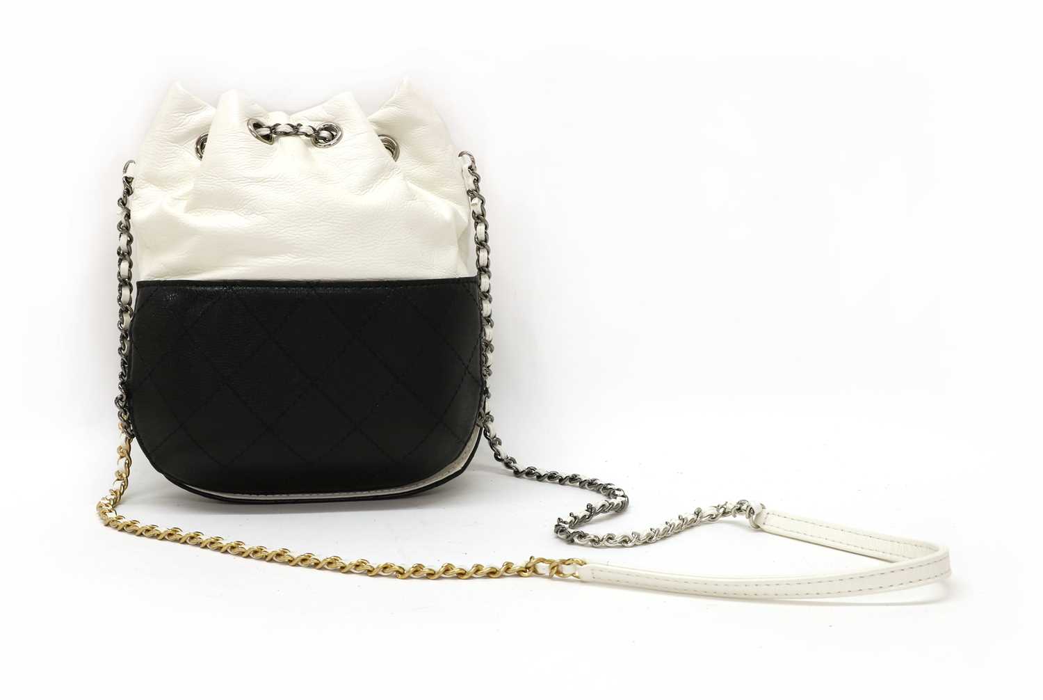 A Chanel Gabrielle two-tone black and white leather bucket bag, - Image 2 of 2