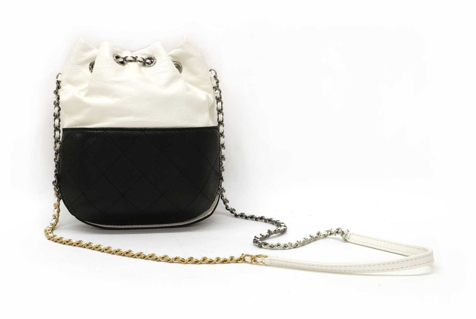 A Chanel Gabrielle two-tone black and white leather bucket bag, - Bild 2 aus 2
