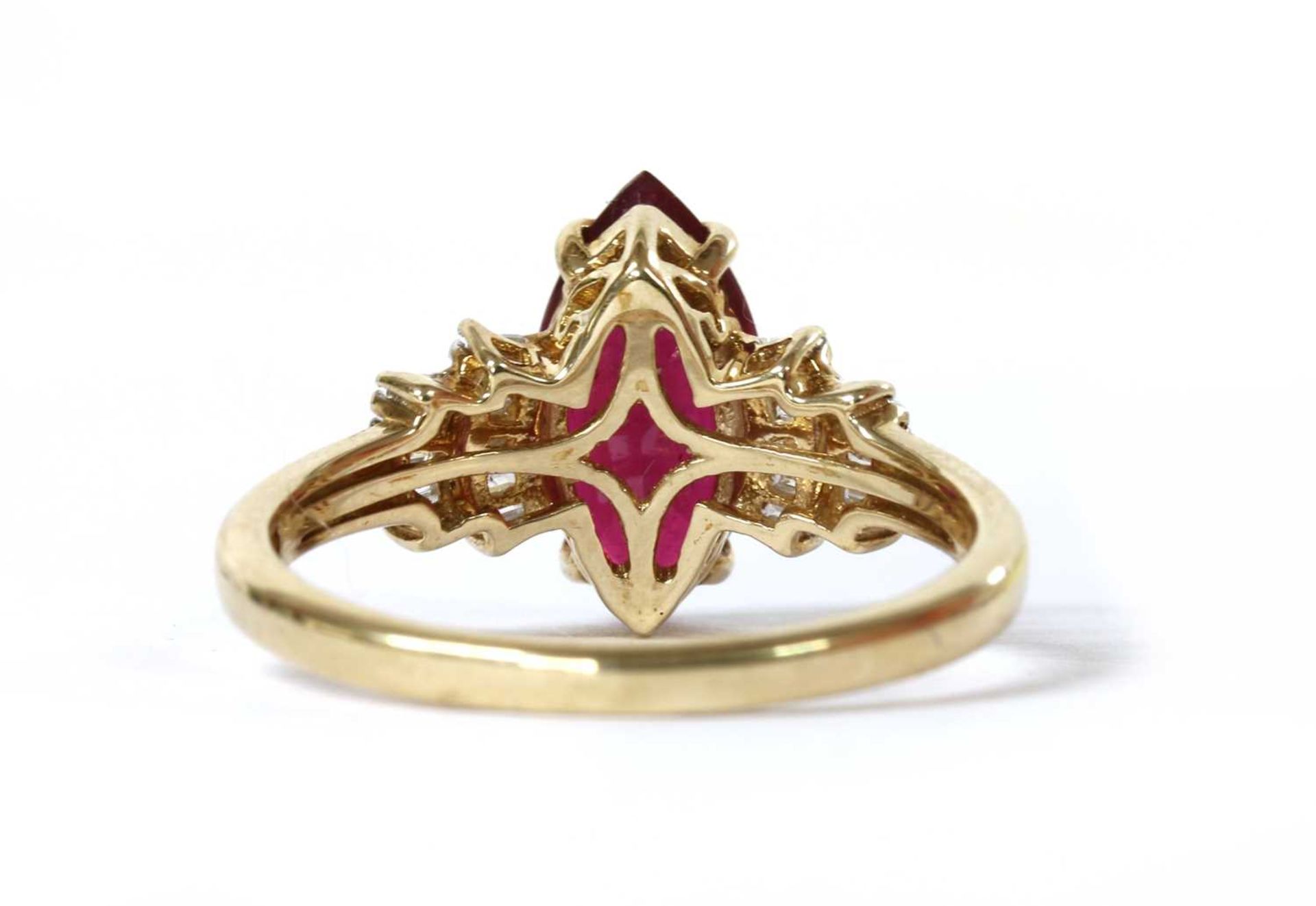 A gold fracture filled ruby and diamond ring, - Image 3 of 3