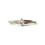 A white gold single stone diamond ring,