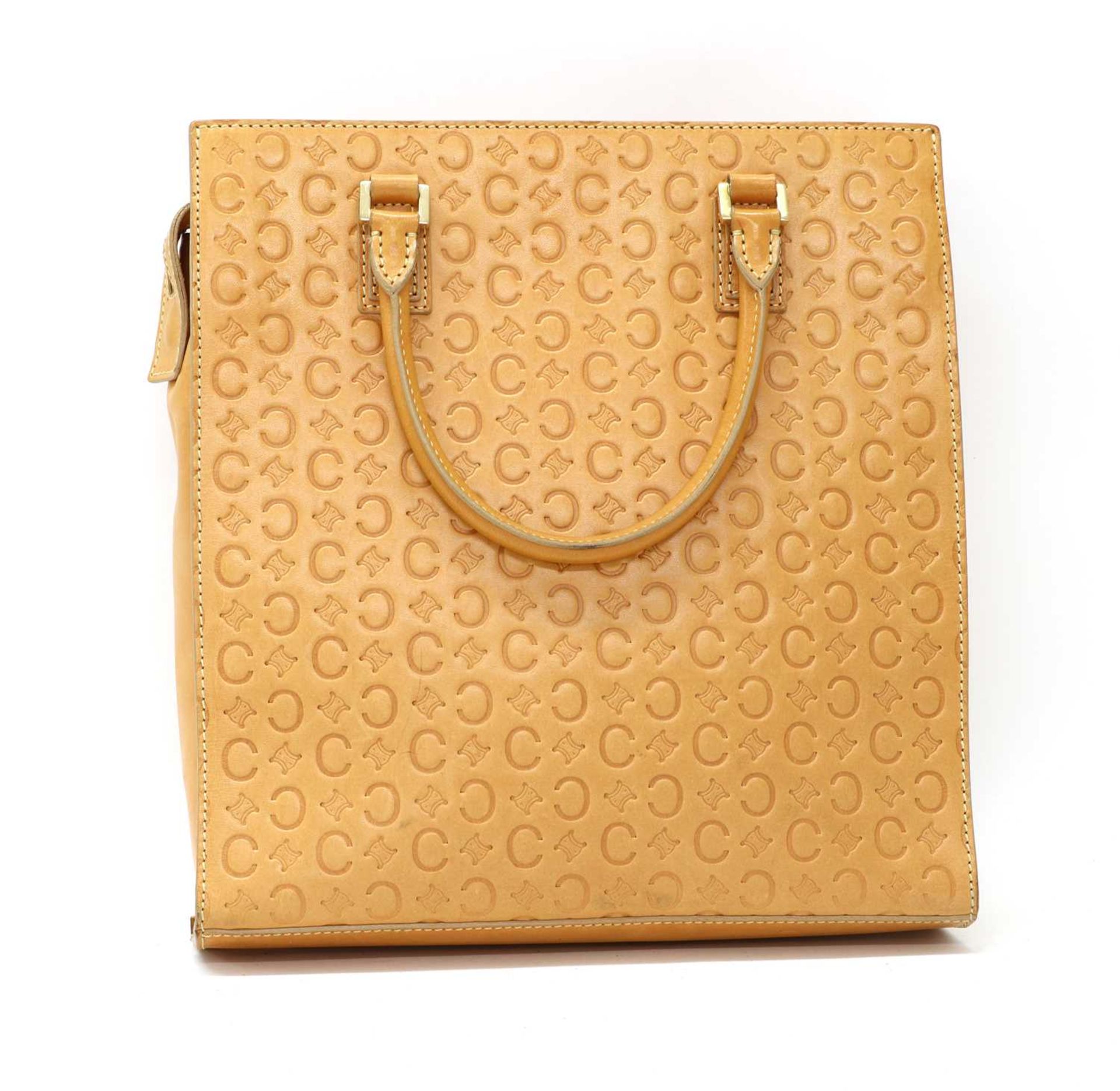 A Celine tan leather blason pattern handbag, - Image 2 of 3