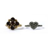 A 9ct gold garnet cluster ring,