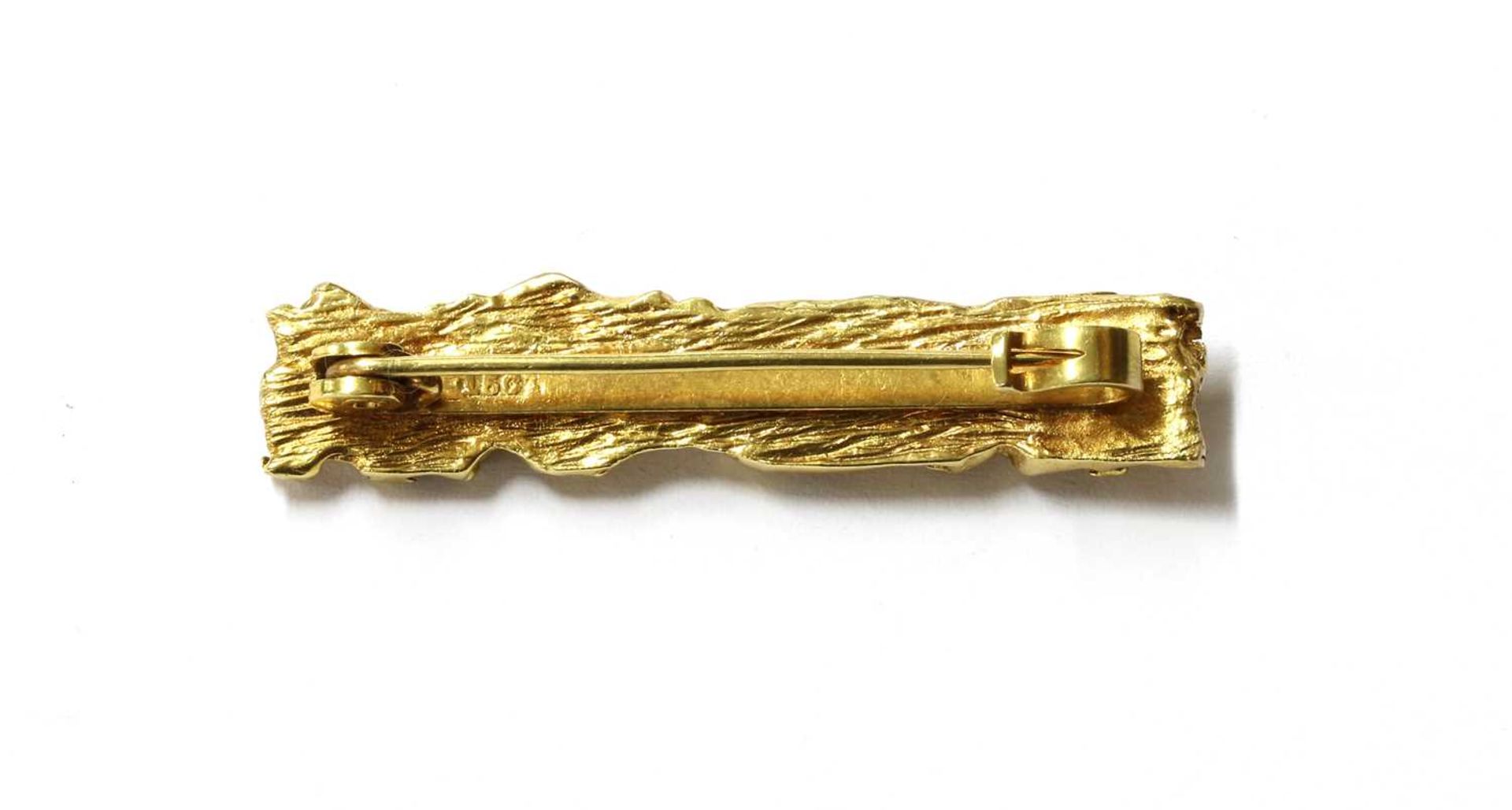 A gold sapphire set bar brooch, - Image 2 of 2