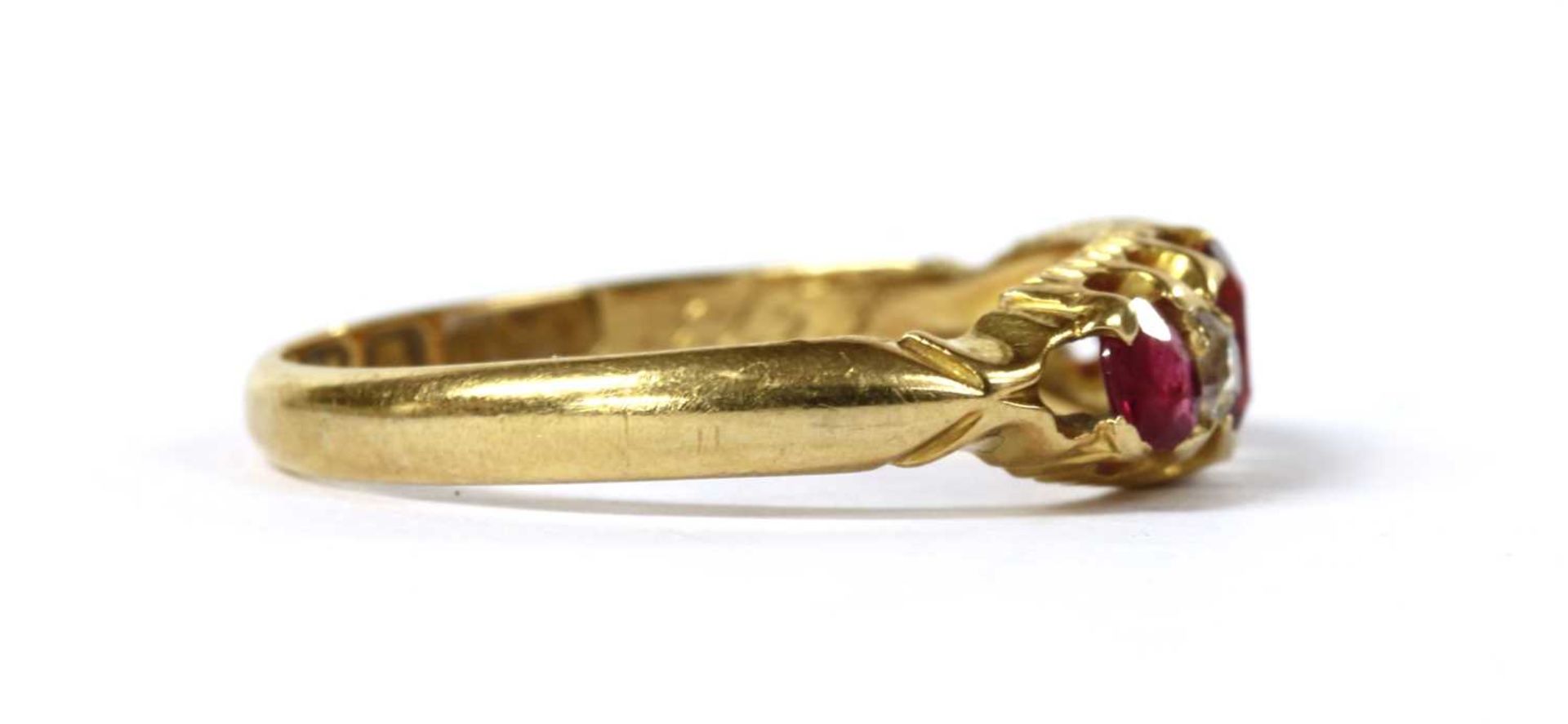 An 18ct gold ruby and diamond five stone ring, - Image 2 of 3