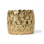 A 9ct gold wide patterned band ring,