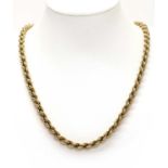 A 9ct gold hollow rope link chain,