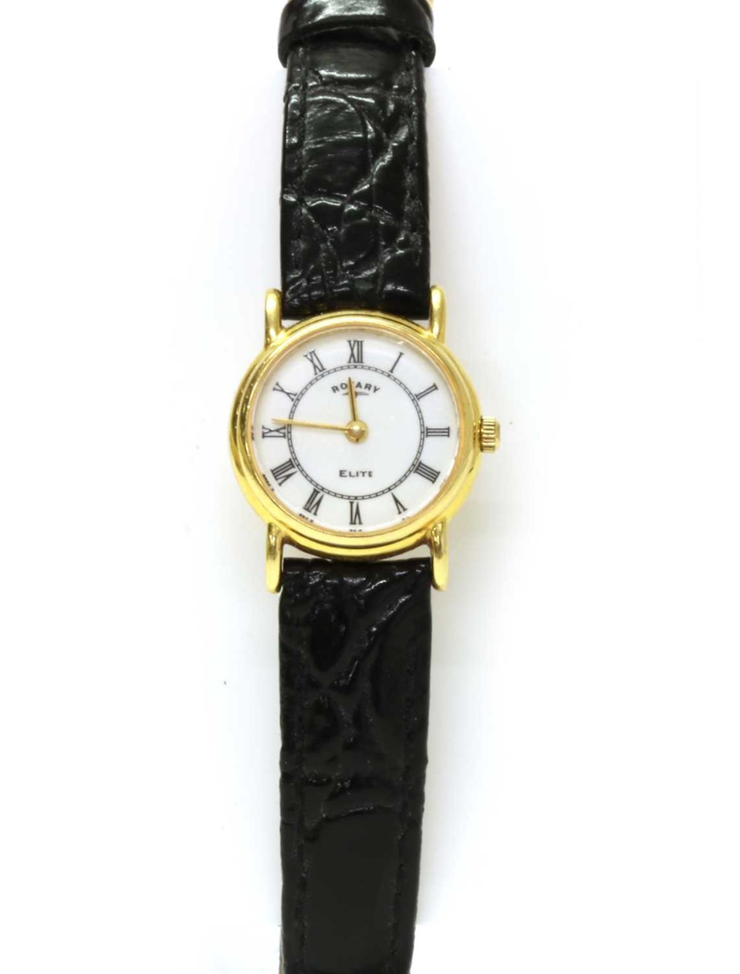 A ladies' 18ct gold Rotary quartz strap watch,