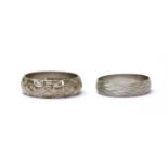 A platinum patterned wedding ring,