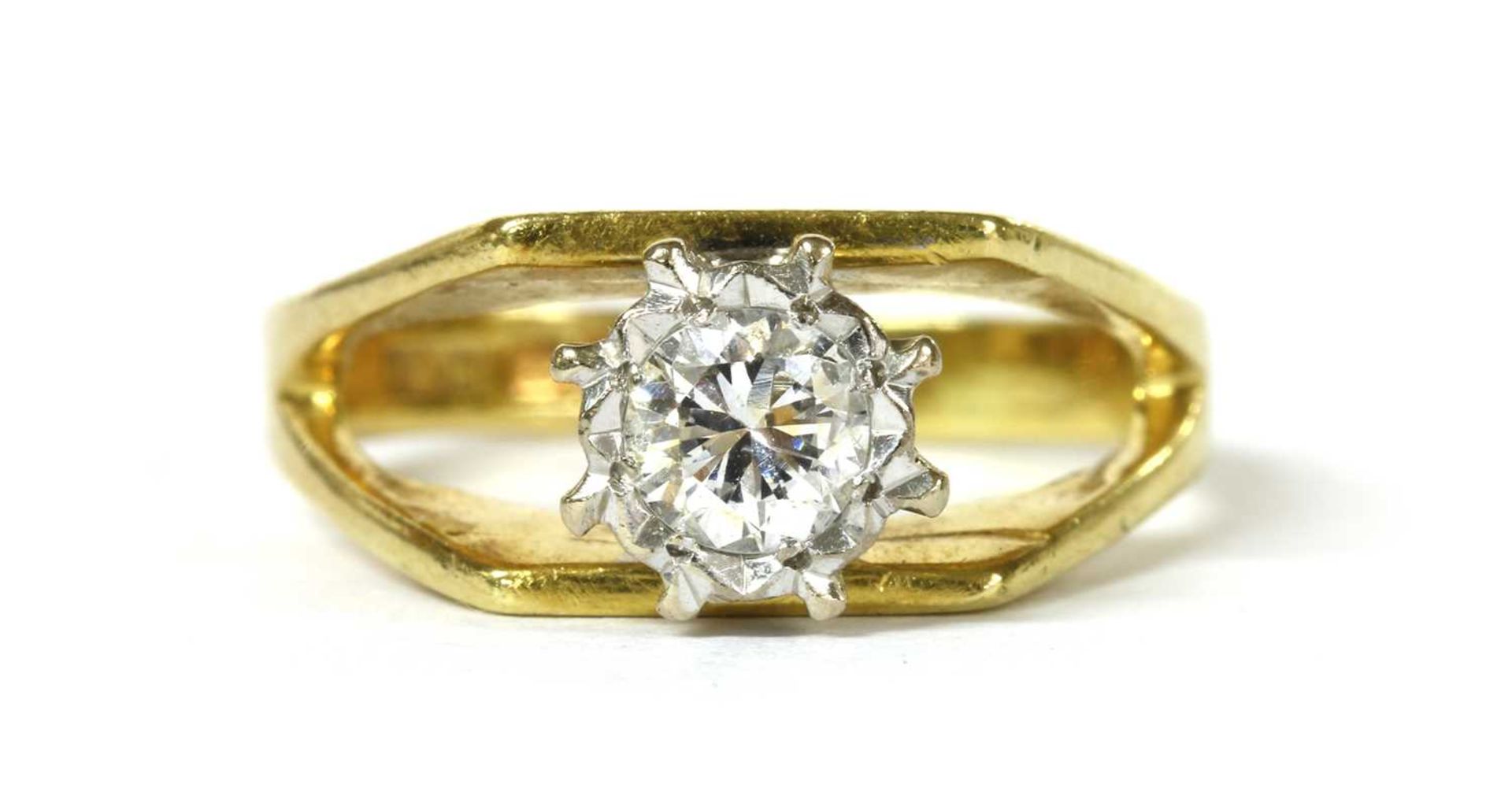 An 18ct gold single stone diamond ring,