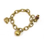 An Italian gold hollow bracelet,