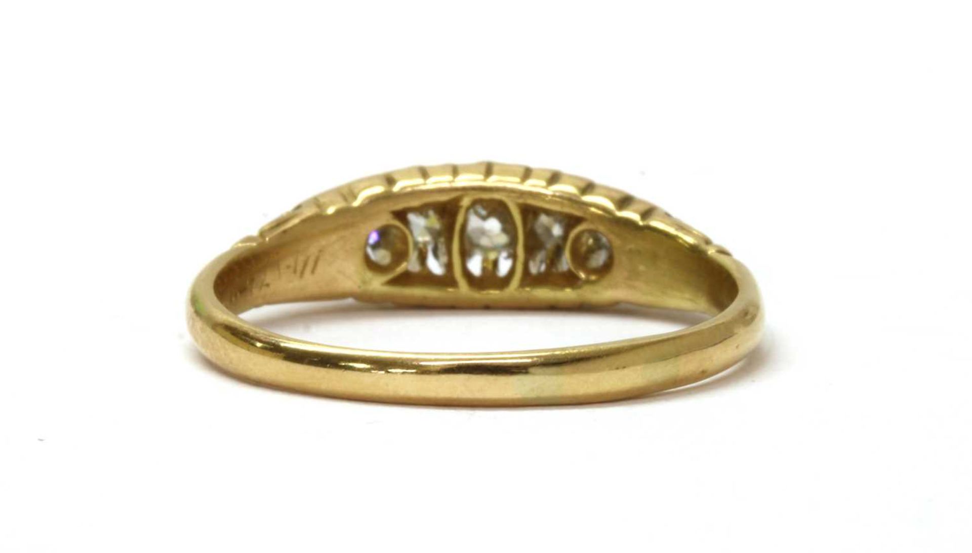 A gold five stone diamond ring, - Image 3 of 3