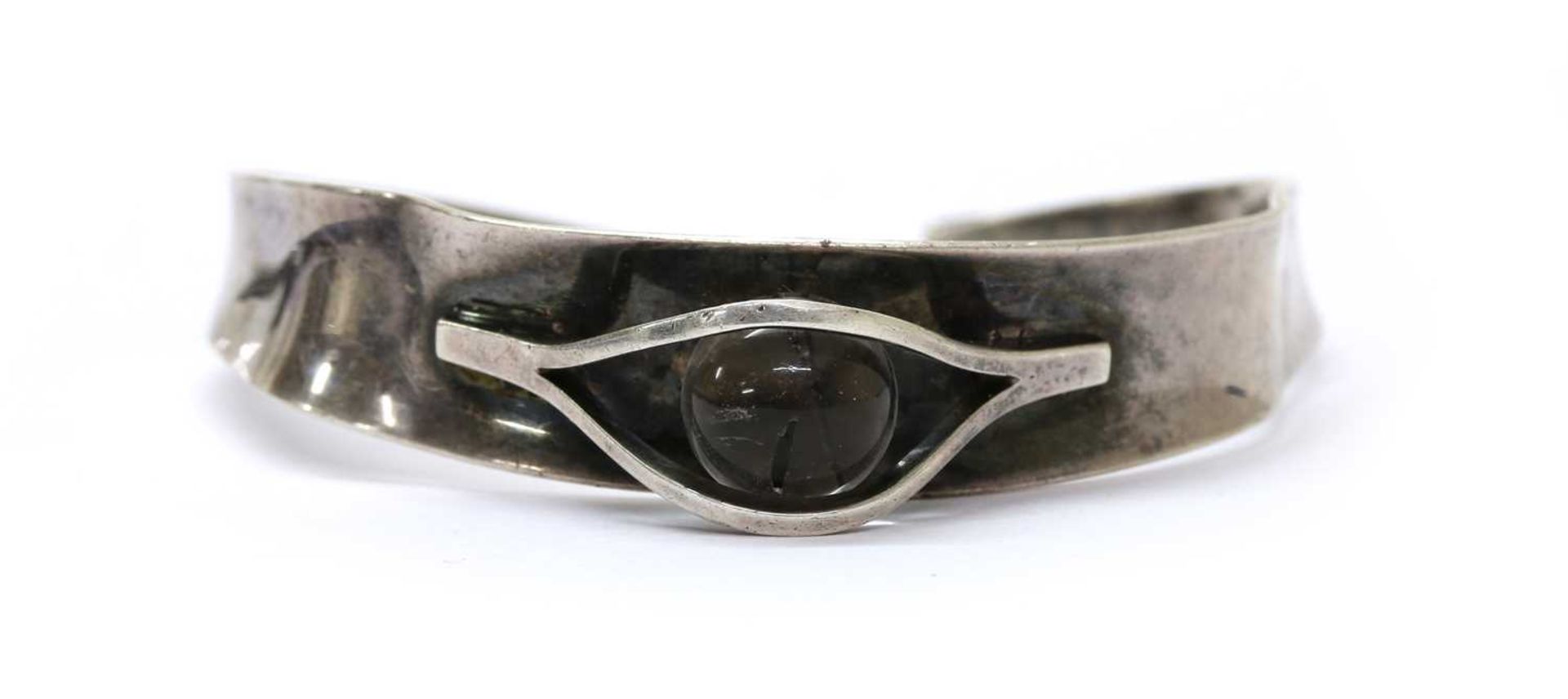 A Finnish silver tourmalinated quartz bangle, by Kupittaan Kulta,