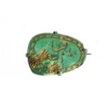 A silver turquoise brooch,