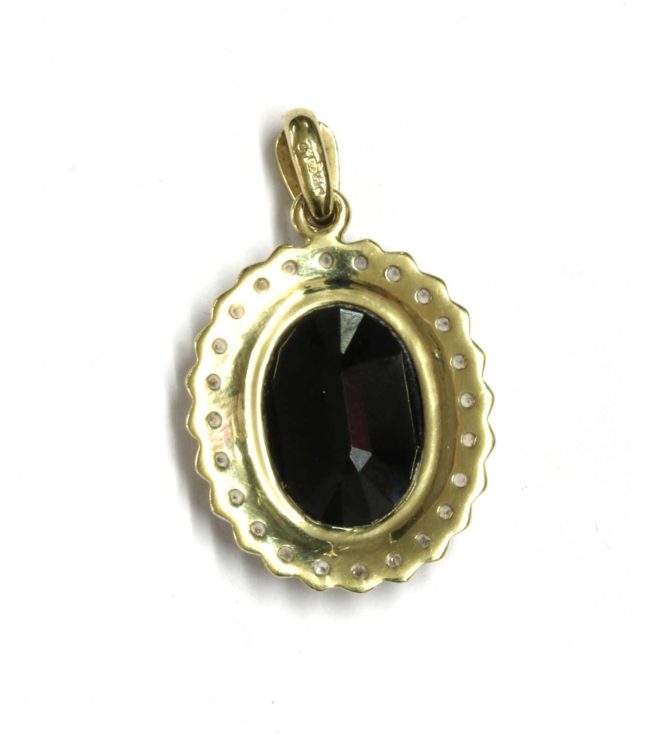 A 9ct gold sapphire diamond pendant, - Image 2 of 2