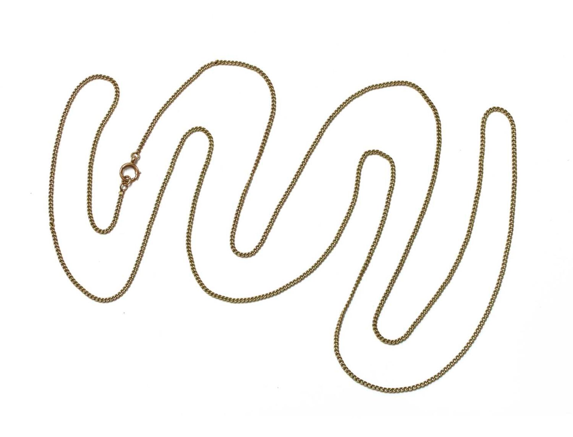 A gold curb link guard chain,