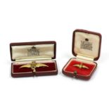 Two 9ct gold RAF wings brooches,