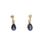 Two pairs of 9ct gold sapphire earrings,