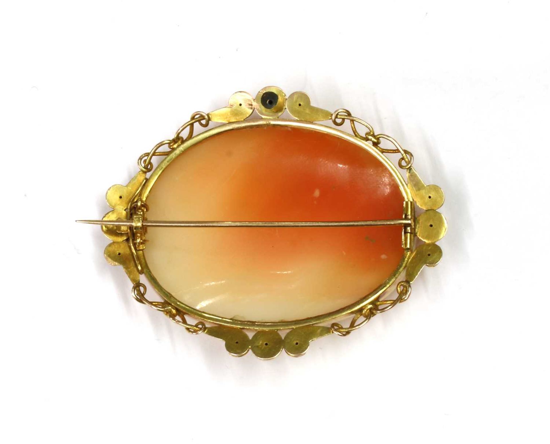 A gold mounted Victorian shell cameo brooch, - Image 2 of 2