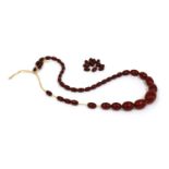 A single row graduated cherry coloured Bakelite bead necklace,