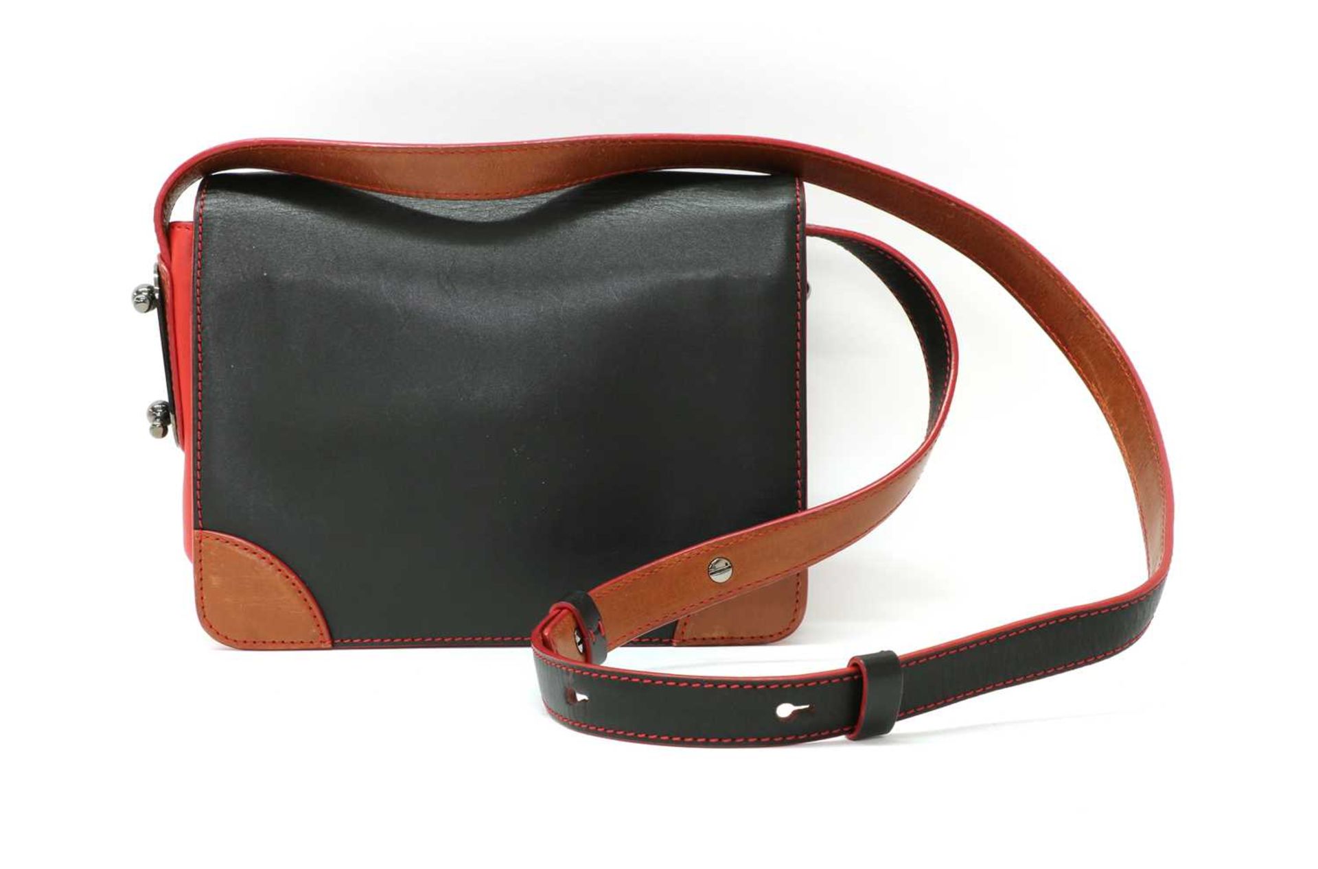 A Giorgio Armani black, red and tan leather shoulder bag, - Image 2 of 2