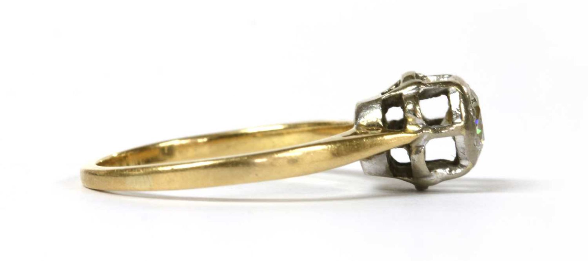 A gold single stone diamond ring, - Image 2 of 3