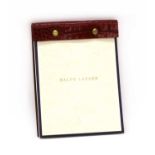 A Ralph Lauren crocodile leather desk note pad