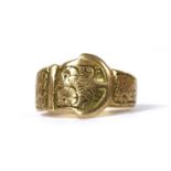 A 9ct gold buckle ring,