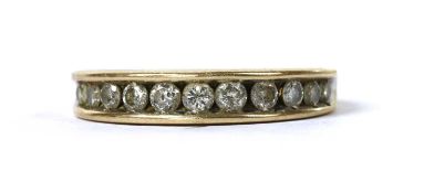 A 9ct gold diamond half eternity ring,