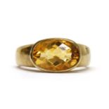 A 9ct gold single stone citrine ring,