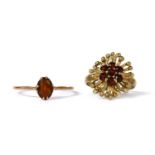 A 9ct gold garnet cluster ring,