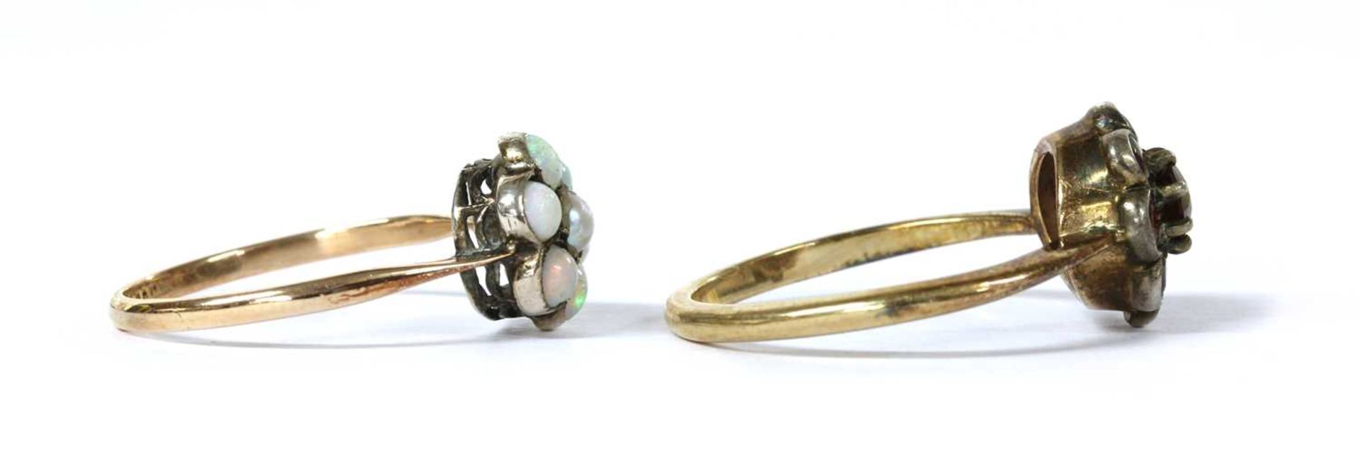 A gold and silver, split pearl and opal cluster ring, - Image 2 of 3